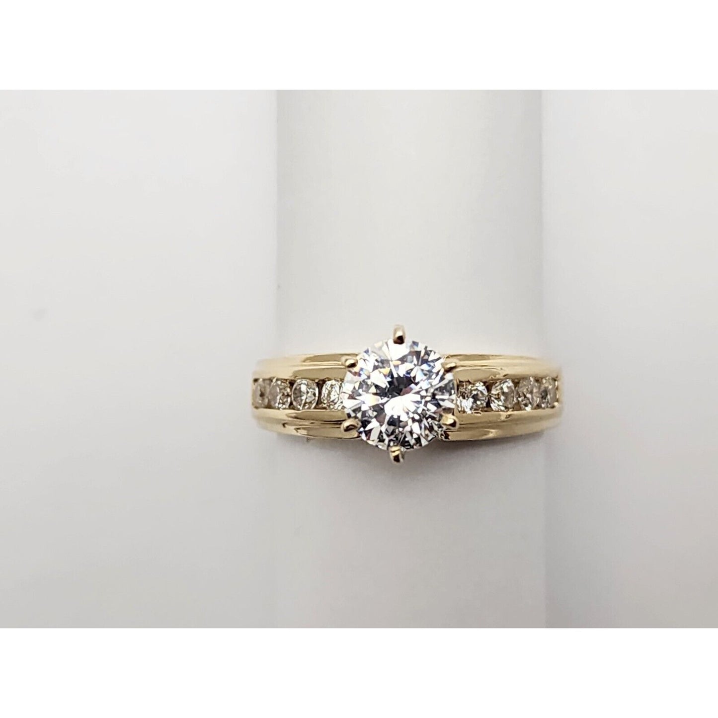 14K Yellow Gold Ladies Cubic Zirconia Engagement Ring