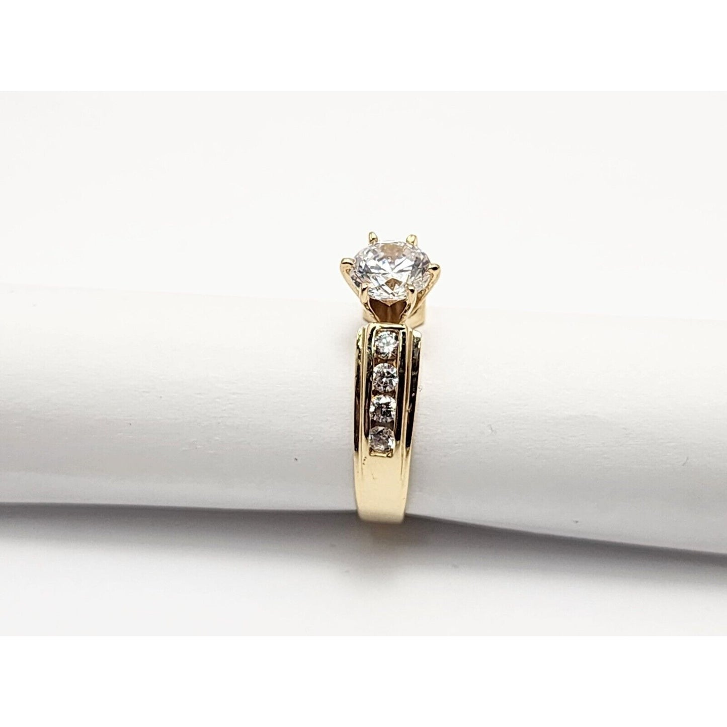 14K Yellow Gold Ladies Cubic Zirconia Engagement Ring