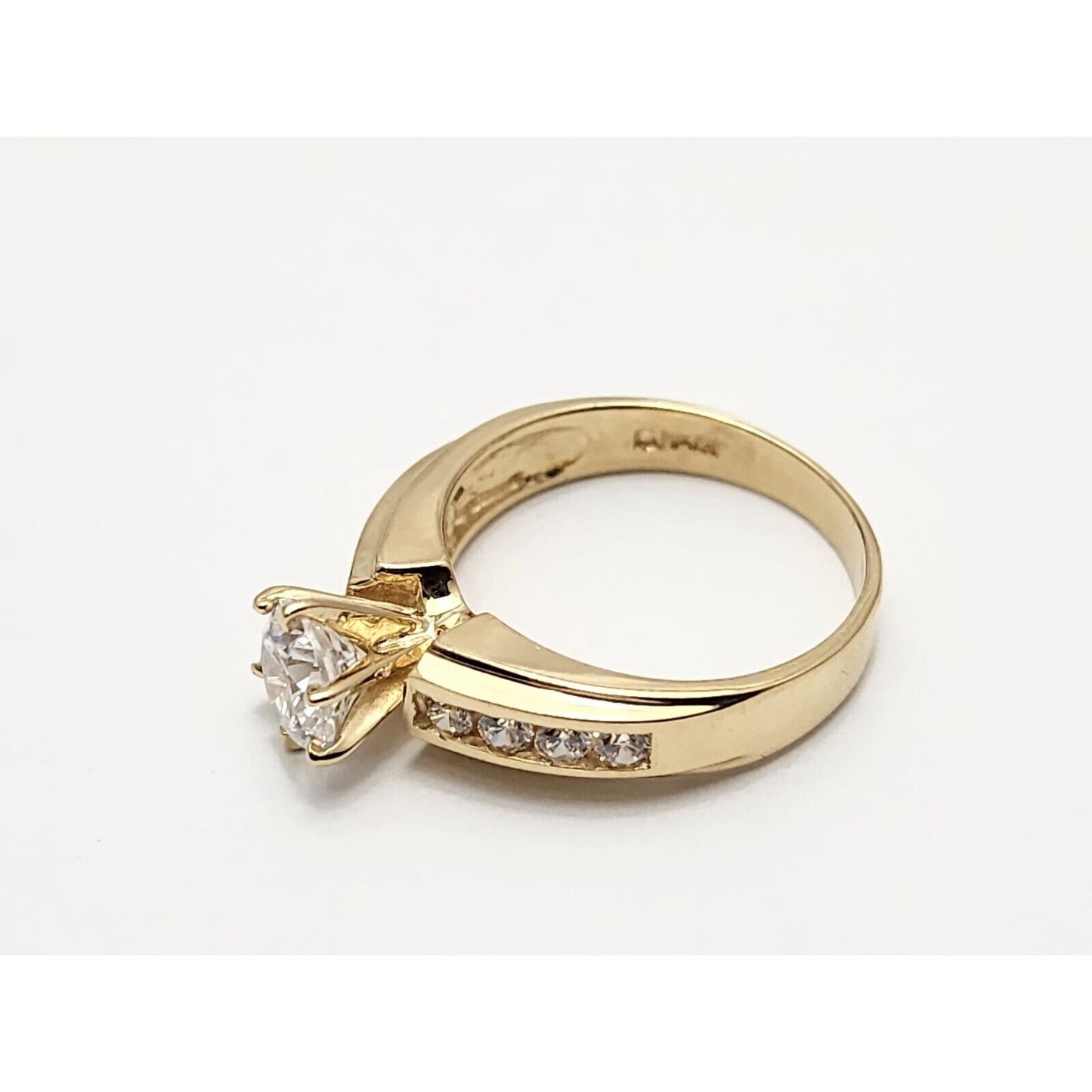 14K Yellow Gold Ladies Cubic Zirconia Engagement Ring