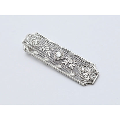 Vintage 850 Platinum Old Cut Diamond Drop Down Bar Charm Pendant