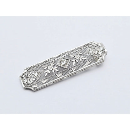 Vintage 850 Platinum Old Cut Diamond Drop Down Bar Charm Pendant