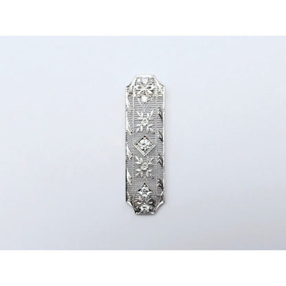 Vintage 850 Platinum Old Cut Diamond Drop Down Bar Charm Pendant