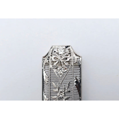 Vintage 850 Platinum Old Cut Diamond Drop Down Bar Charm Pendant