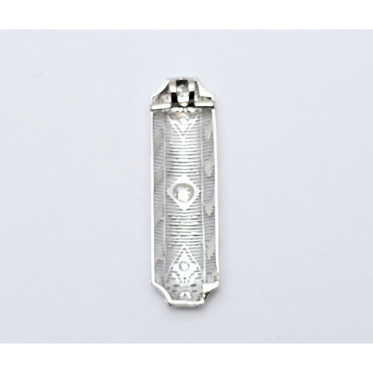 Vintage 850 Platinum Old Cut Diamond Drop Down Bar Charm Pendant