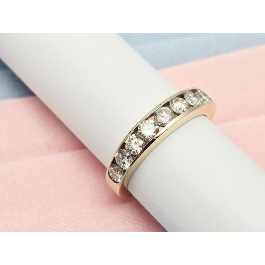 14K Yellow Gold Single Row Diamond Wedding Ring Band