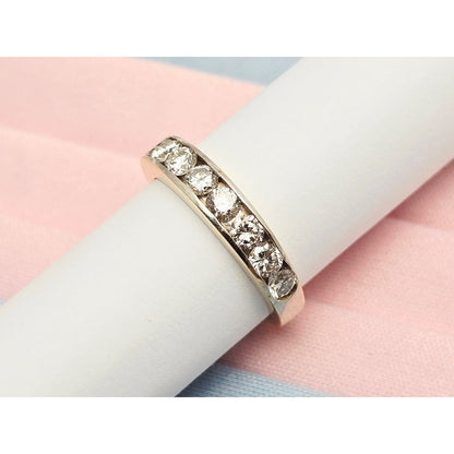 14K Yellow Gold Single Row Diamond Wedding Ring Band