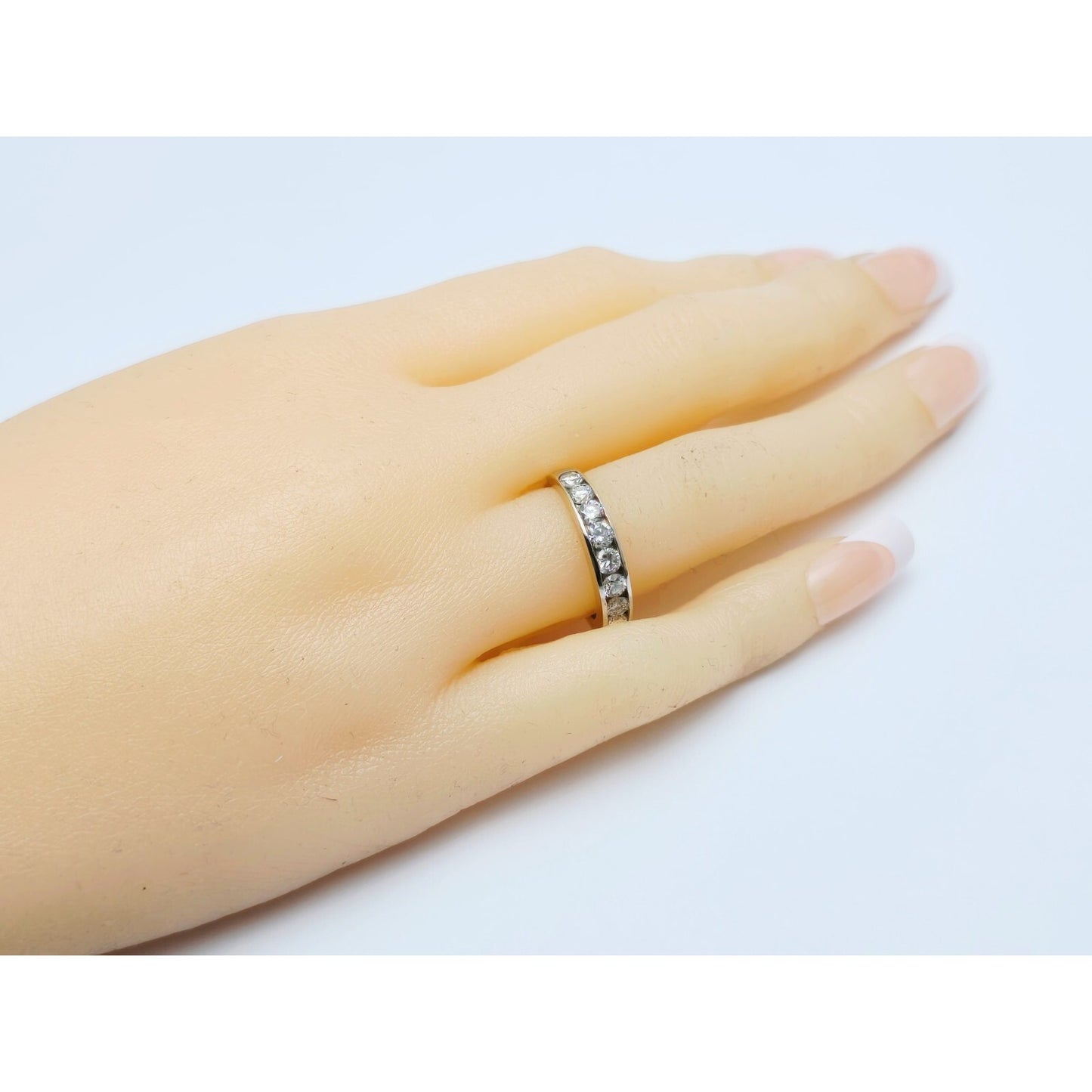 14K Yellow Gold Single Row Diamond Wedding Ring Band