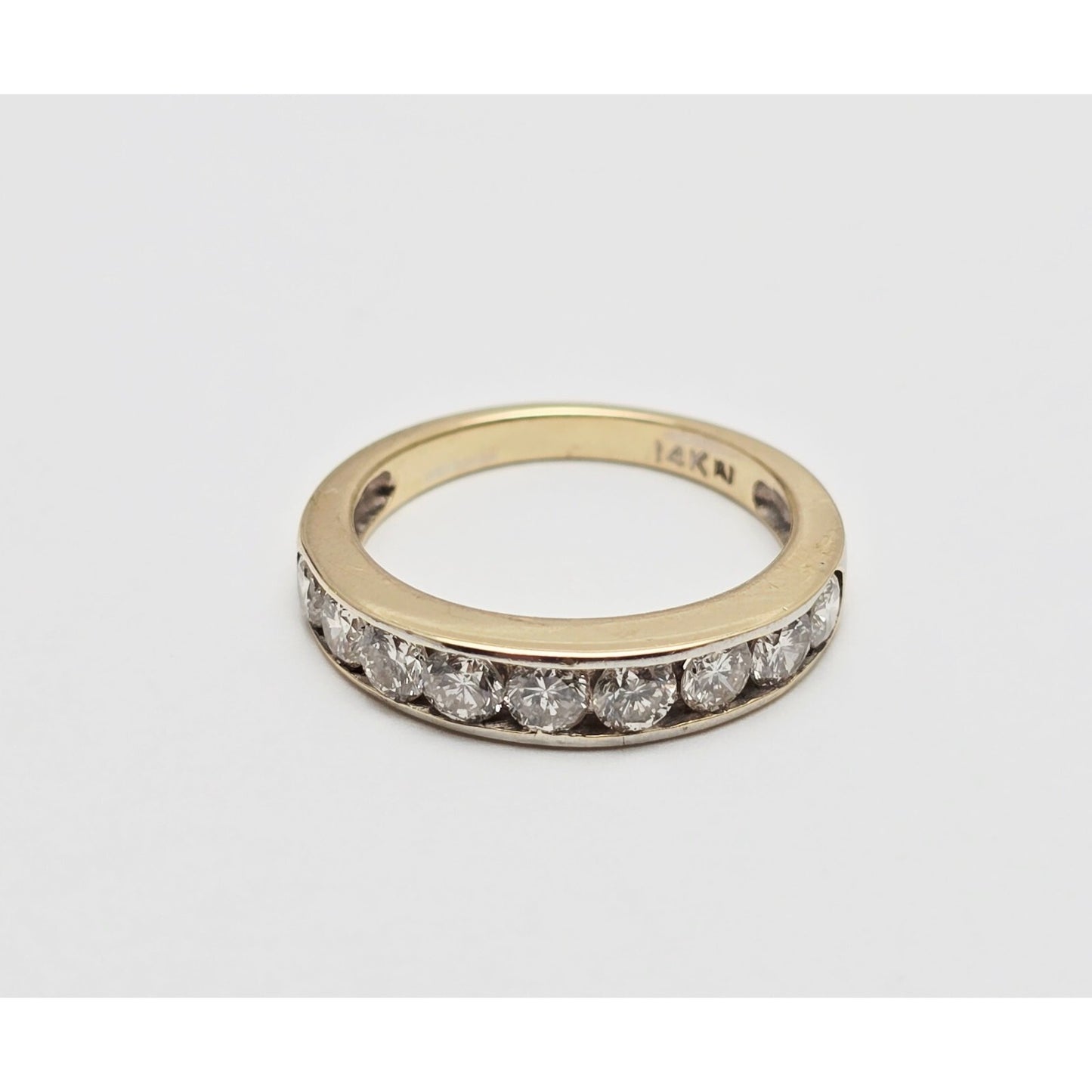 14K Yellow Gold Single Row Diamond Wedding Ring Band