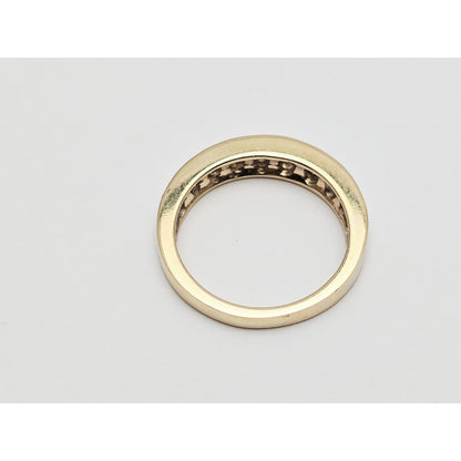 14K Yellow Gold Single Row Diamond Wedding Ring Band