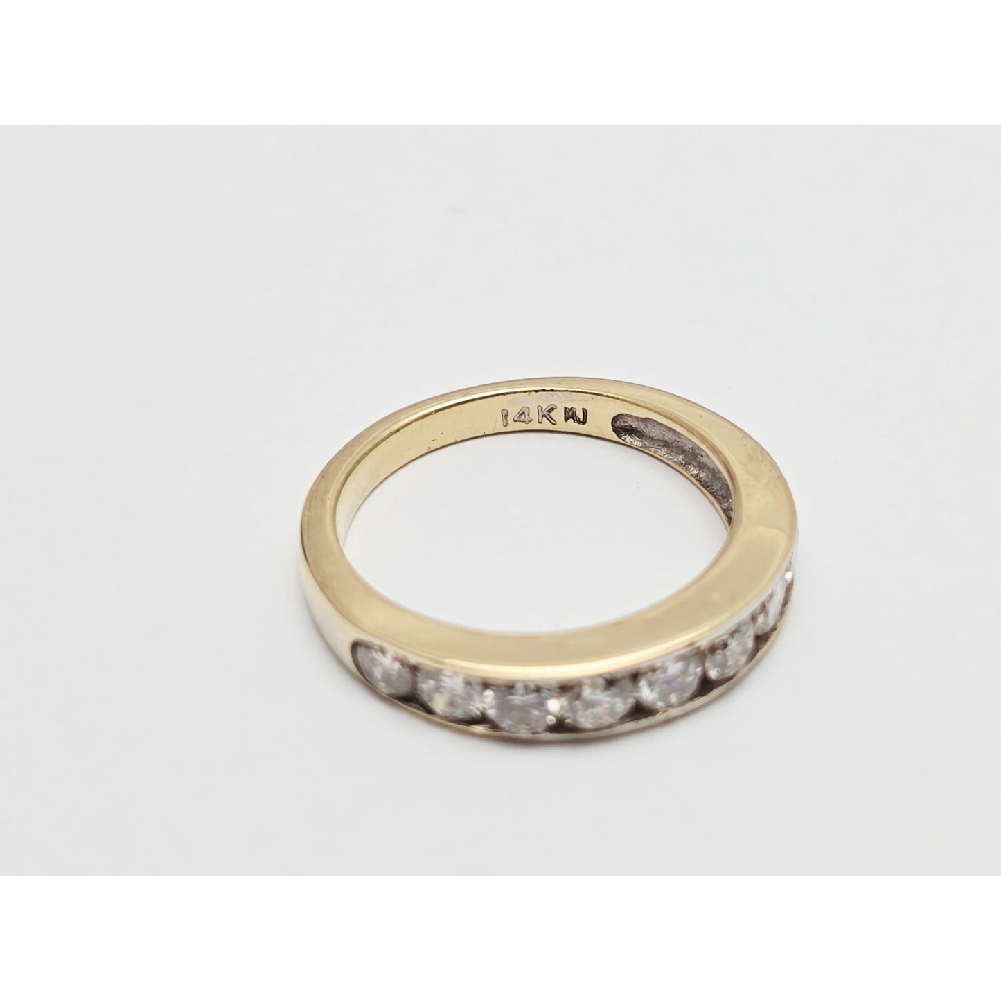 14K Yellow Gold Single Row Diamond Wedding Ring Band