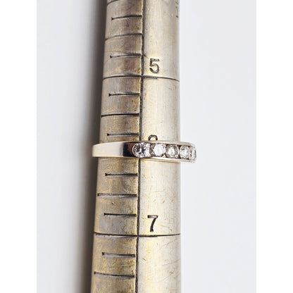 14K Yellow Gold Single Row Diamond Wedding Ring Band