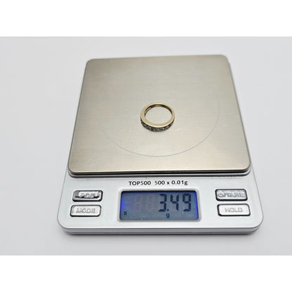 14K Yellow Gold Single Row Diamond Wedding Ring Band