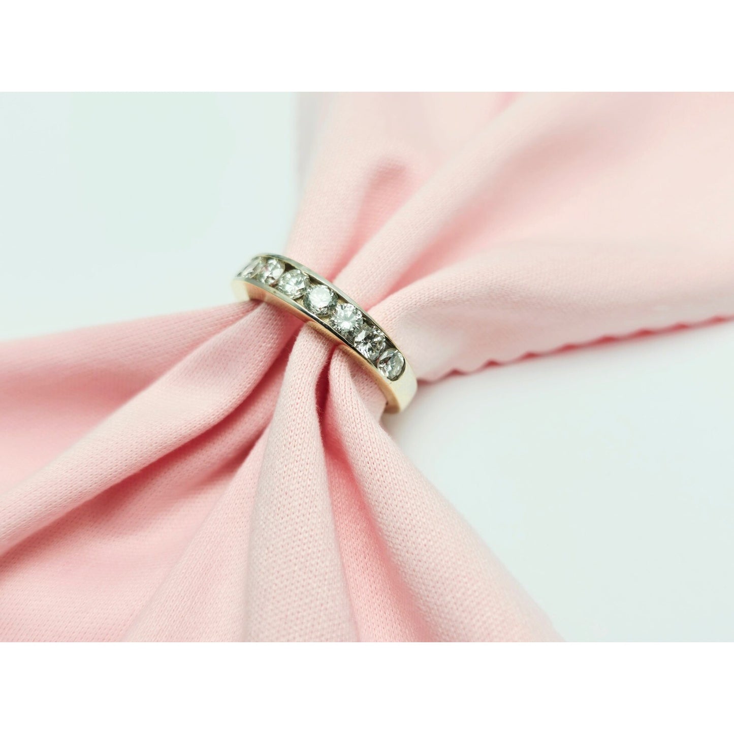 14K Yellow Gold Single Row Diamond Wedding Ring Band