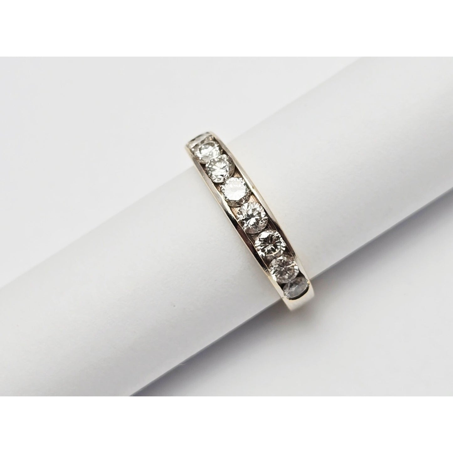 14K Yellow Gold Single Row Diamond Wedding Ring Band