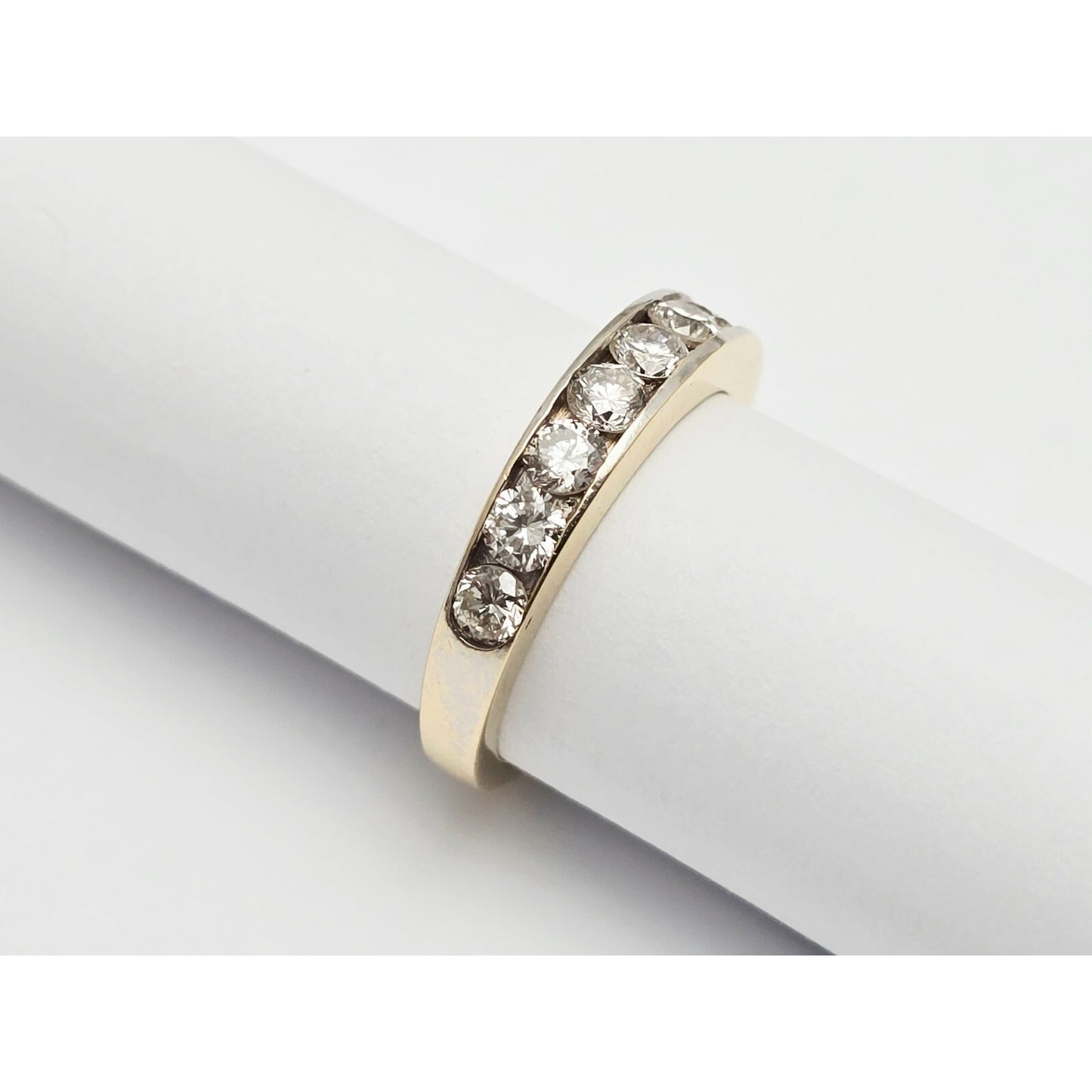14K Yellow Gold Single Row Diamond Wedding Ring Band
