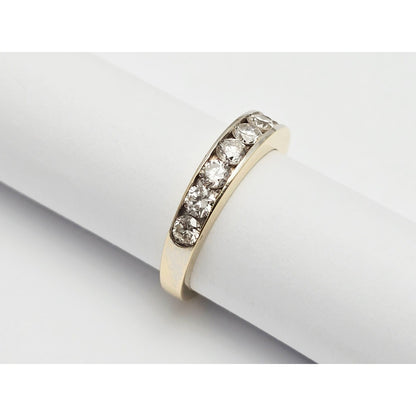 14K Yellow Gold Single Row Diamond Wedding Ring Band