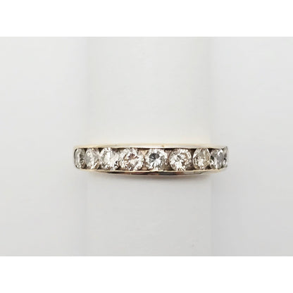 14K Yellow Gold Single Row Diamond Wedding Ring Band