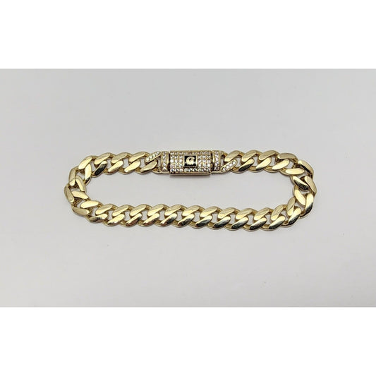 14K Yellow Gold Cuban CZ Link Bracelet