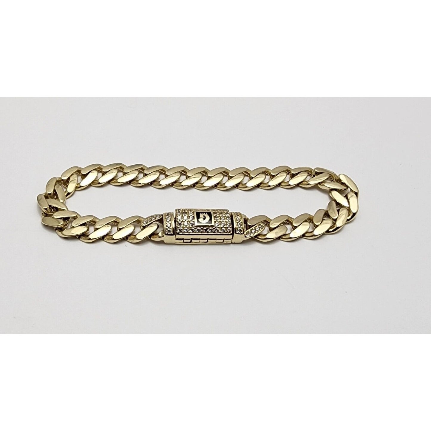 14K Yellow Gold Cuban CZ Link Bracelet