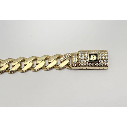 14K Yellow Gold Cuban CZ Link Bracelet