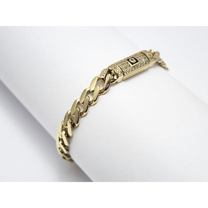 14K Yellow Gold Cuban CZ Link Bracelet