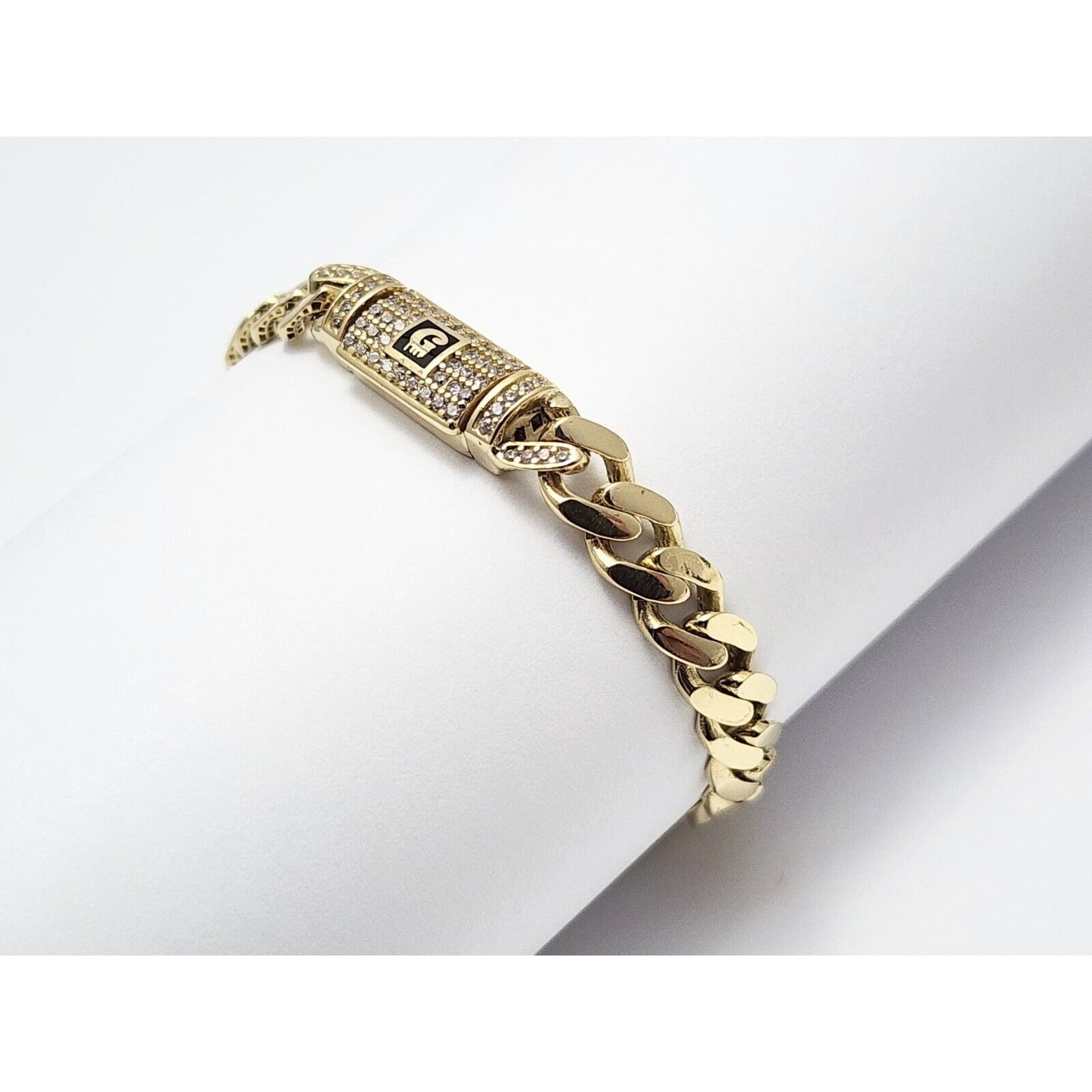 14K Yellow Gold Cuban CZ Link Bracelet