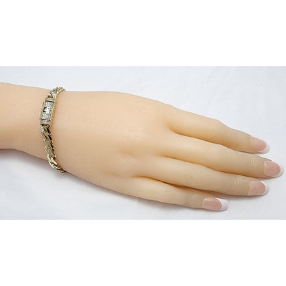 14K Yellow Gold Cuban CZ Link Bracelet