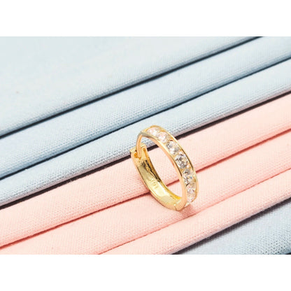 Single 14K Yellow Gold CZ Back Flap Hinge Earring