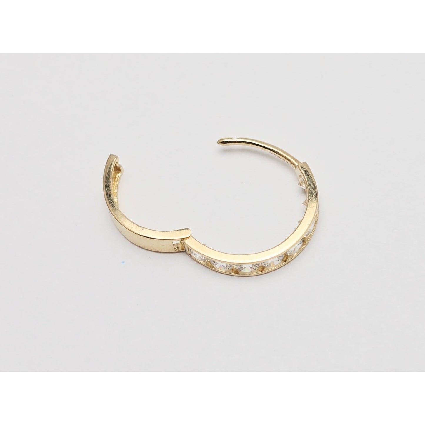 Single 14K Yellow Gold CZ Back Flap Hinge Earring