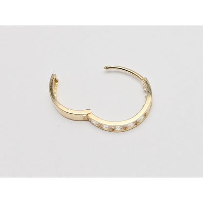 Single 14K Yellow Gold CZ Back Flap Hinge Earring