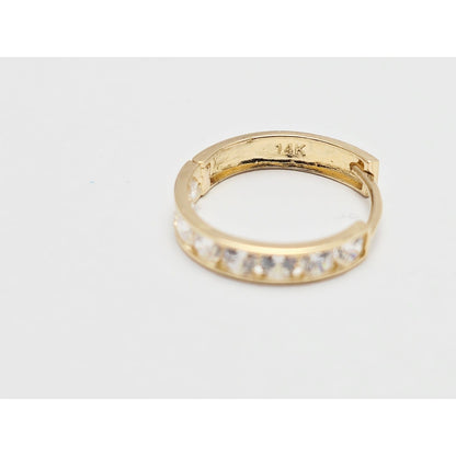 Single 14K Yellow Gold CZ Back Flap Hinge Earring