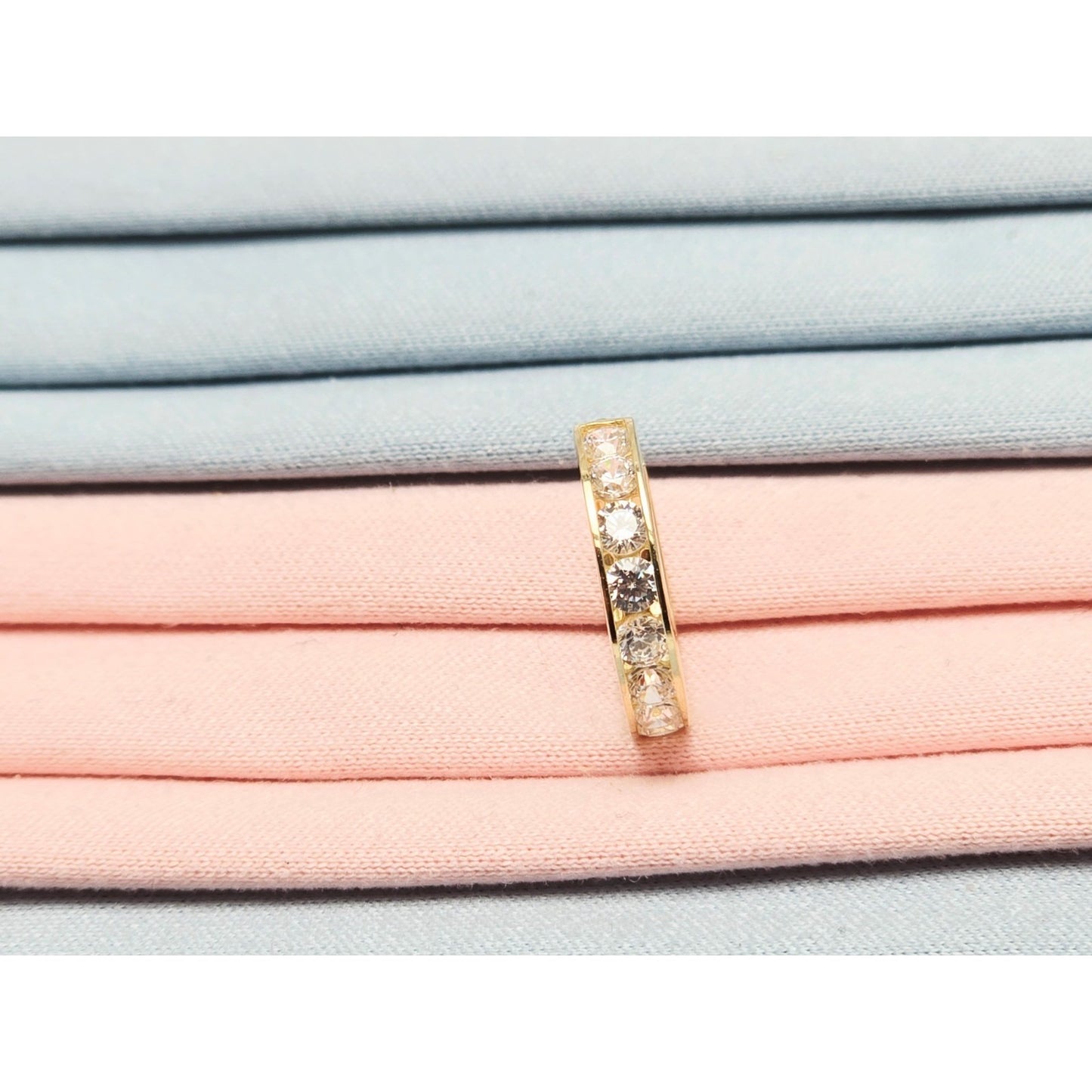 Single 14K Yellow Gold CZ Back Flap Hinge Earring