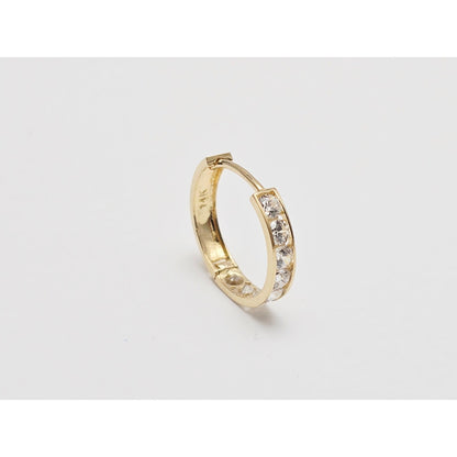 Single 14K Yellow Gold CZ Back Flap Hinge Earring