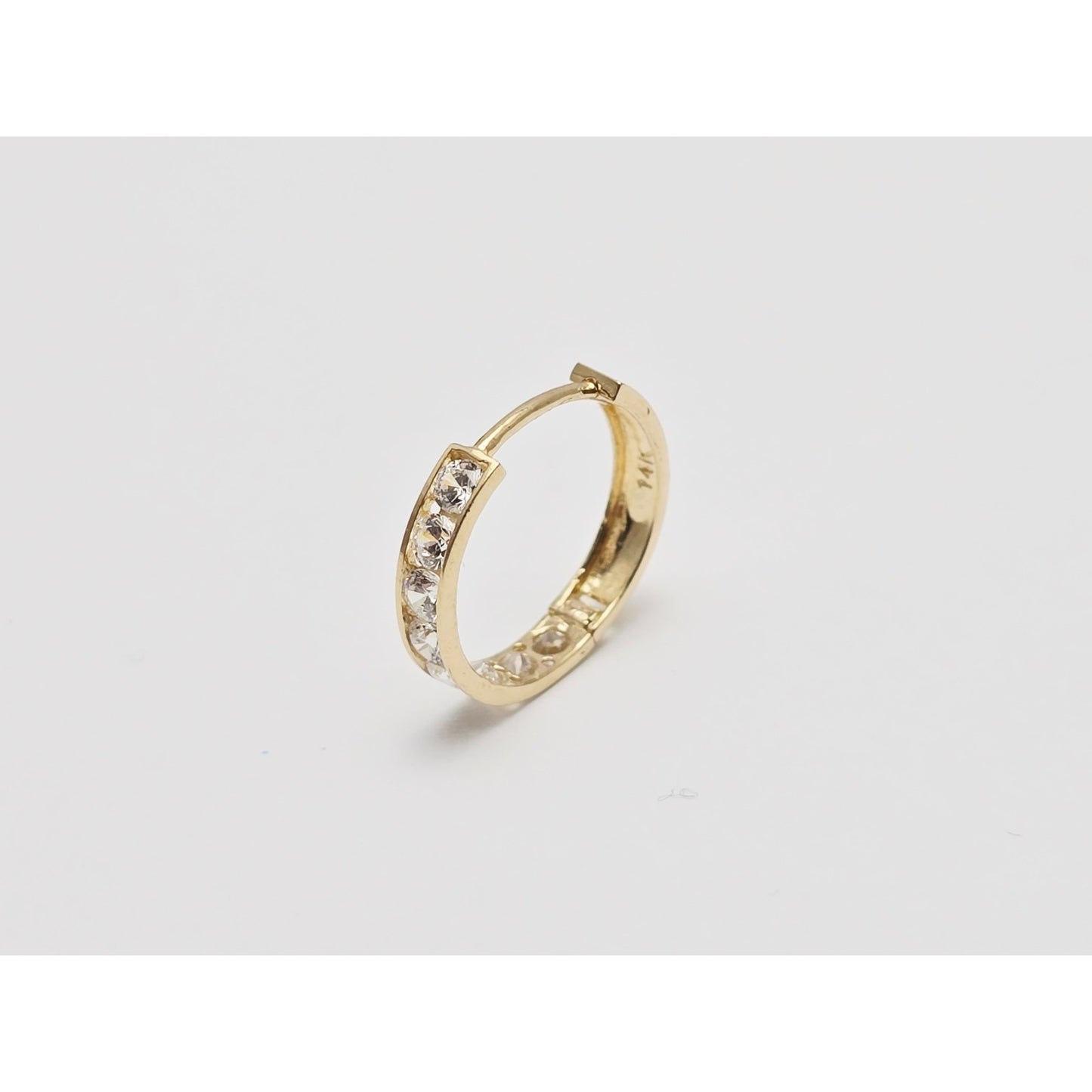 Single 14K Yellow Gold CZ Back Flap Hinge Earring