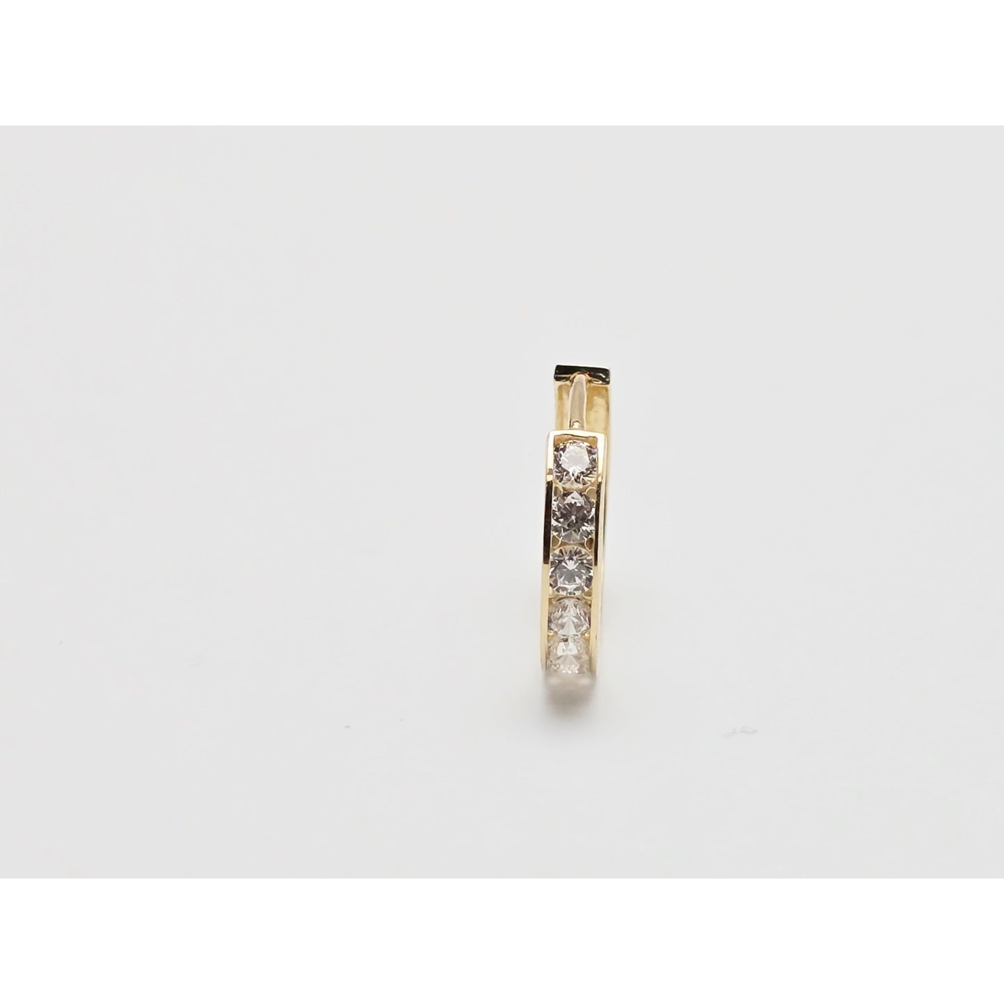 Single 14K Yellow Gold CZ Back Flap Hinge Earring