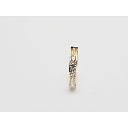 Single 14K Yellow Gold CZ Back Flap Hinge Earring