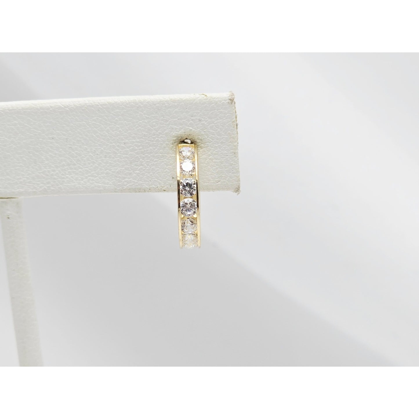 Single 14K Yellow Gold CZ Back Flap Hinge Earring