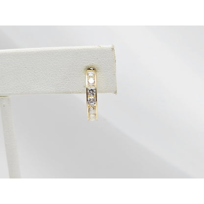 Single 14K Yellow Gold CZ Back Flap Hinge Earring