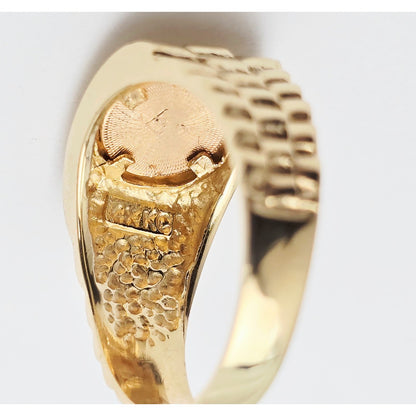 14K Yellow Gold Zodiac Horoscope Taurus Rolex Ring