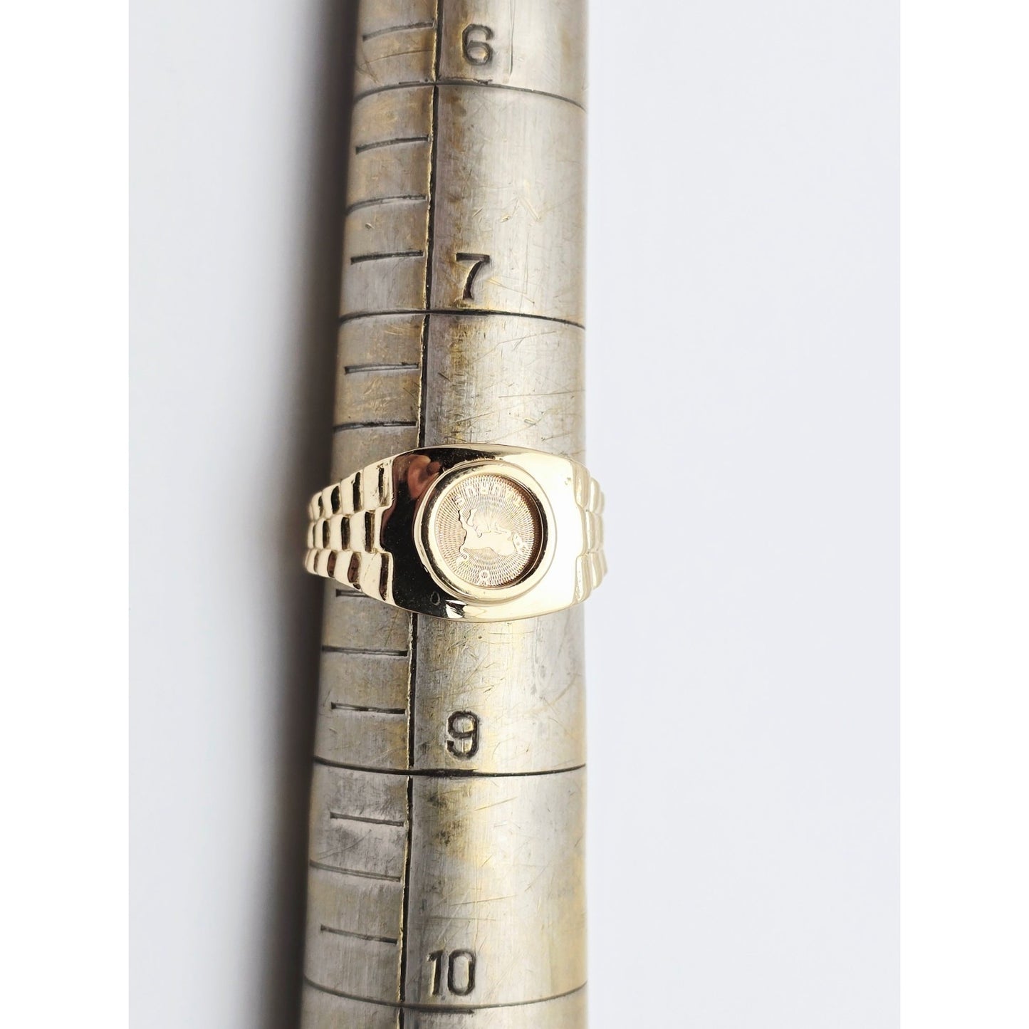 14K Yellow Gold Zodiac Horoscope Taurus Rolex Ring