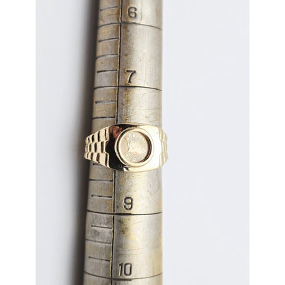 14K Yellow Gold Zodiac Horoscope Taurus Rolex Ring