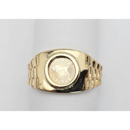 14K Yellow Gold Zodiac Horoscope Taurus Rolex Ring