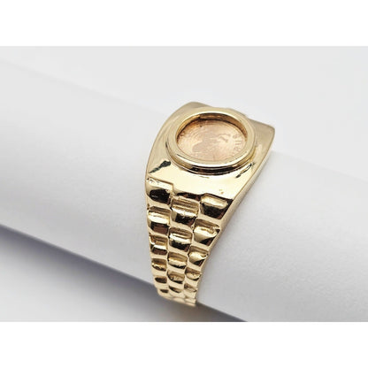 14K Yellow Gold Zodiac Horoscope Taurus Rolex Ring
