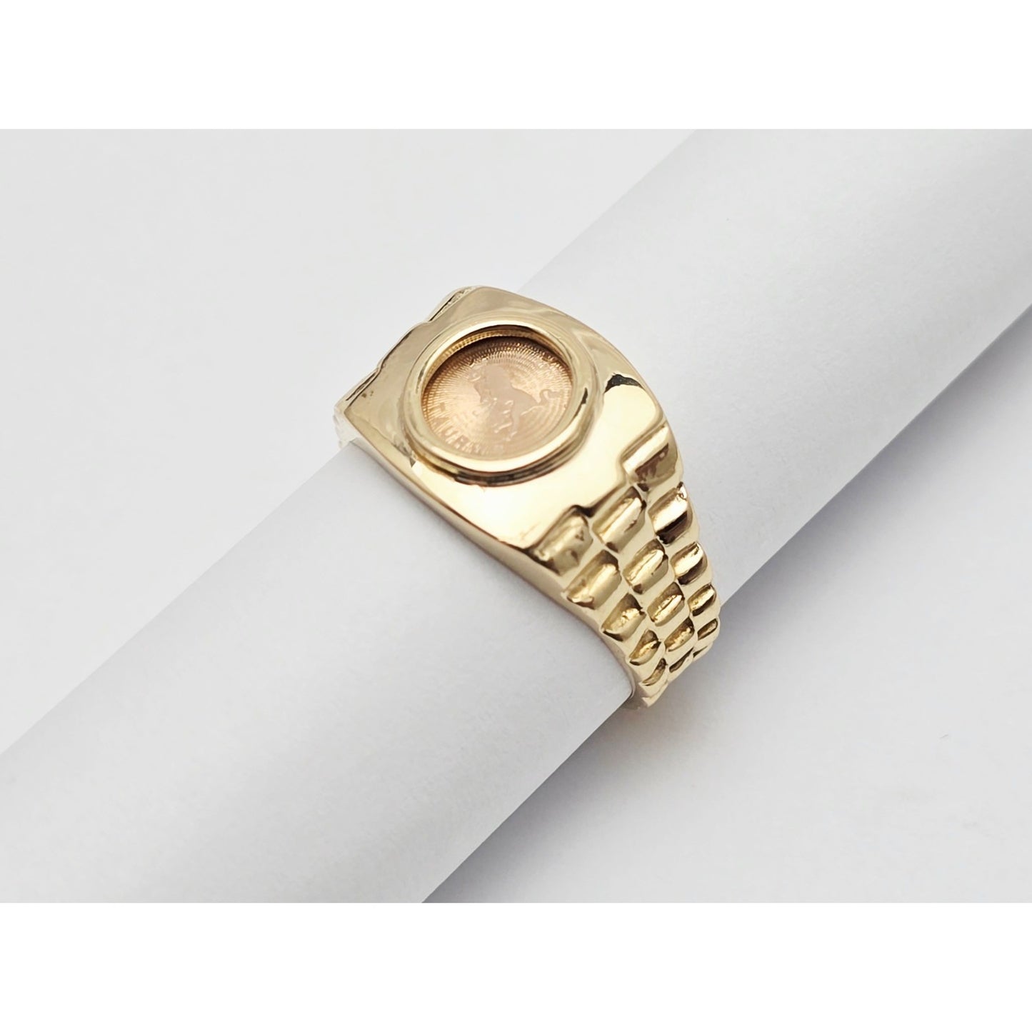 14K Yellow Gold Zodiac Horoscope Taurus Rolex Ring