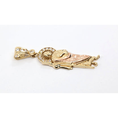 14K Two Tone Gold Saint Jude CZ Charm Pendant