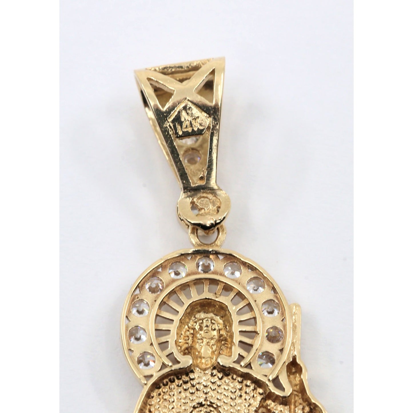 14K Two Tone Gold Saint Jude CZ Charm Pendant
