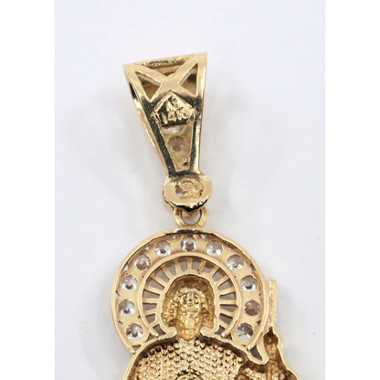 14K Two Tone Gold Saint Jude CZ Charm Pendant
