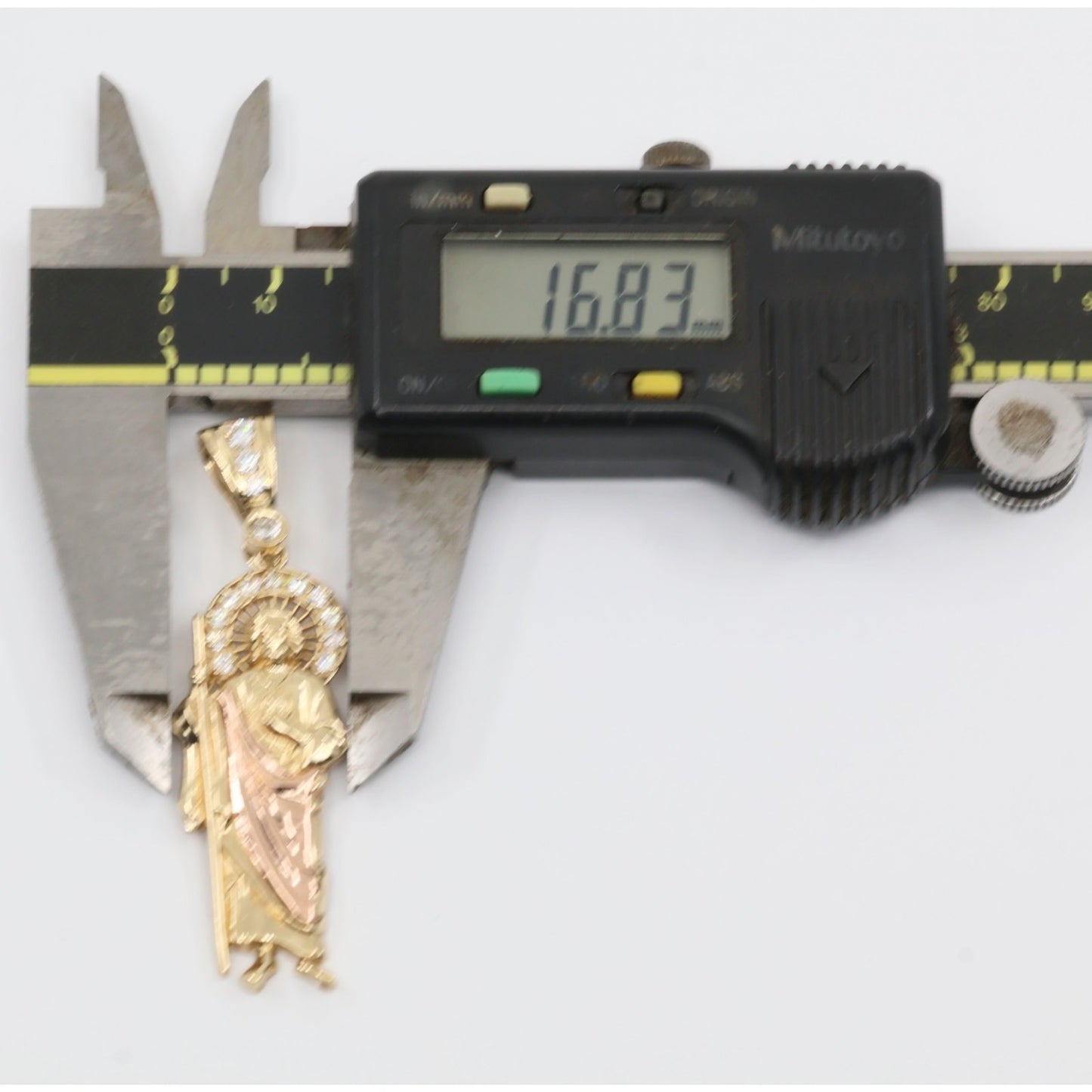 14K Two Tone Gold Saint Jude CZ Charm Pendant