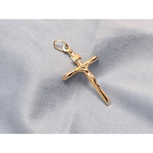 14K Yellow Gold Religious Jesus on Cross Charm Pendant