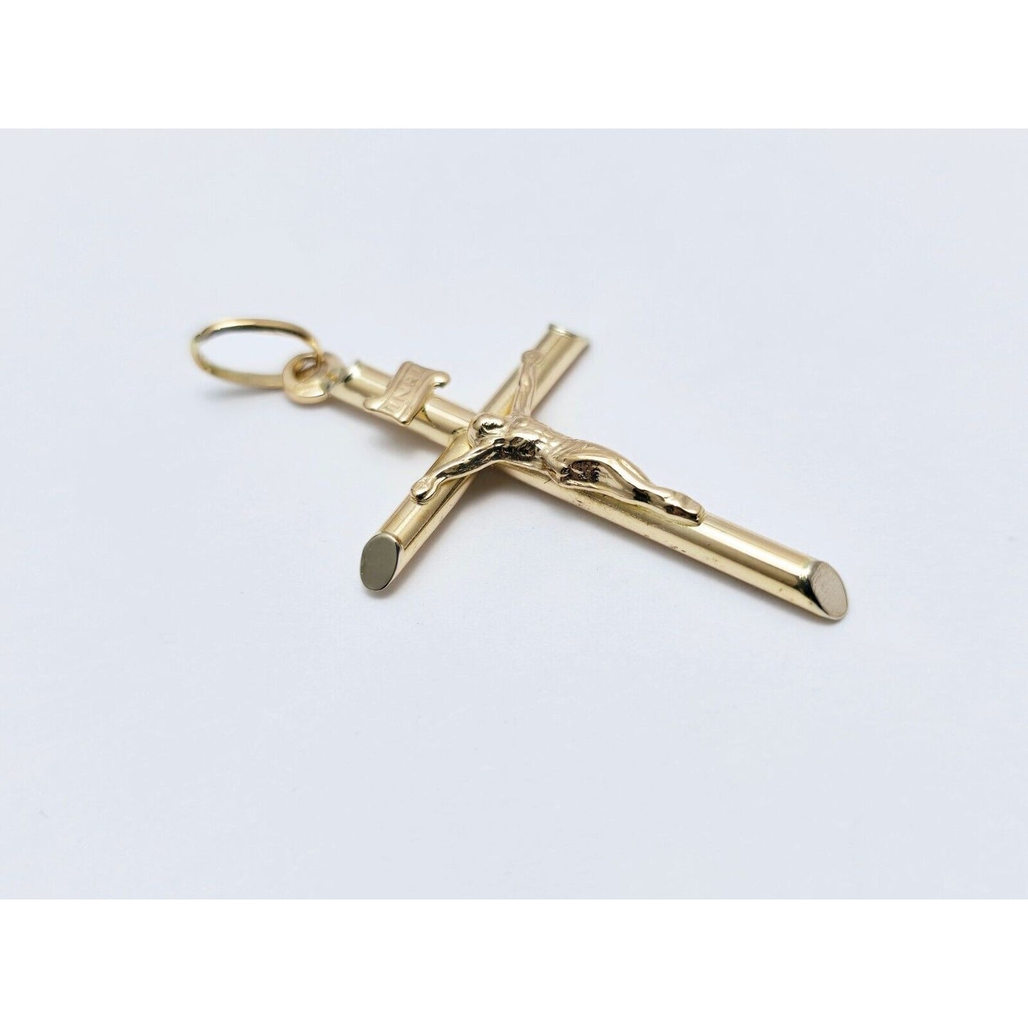 14K Yellow Gold Religious Jesus on Cross Charm Pendant